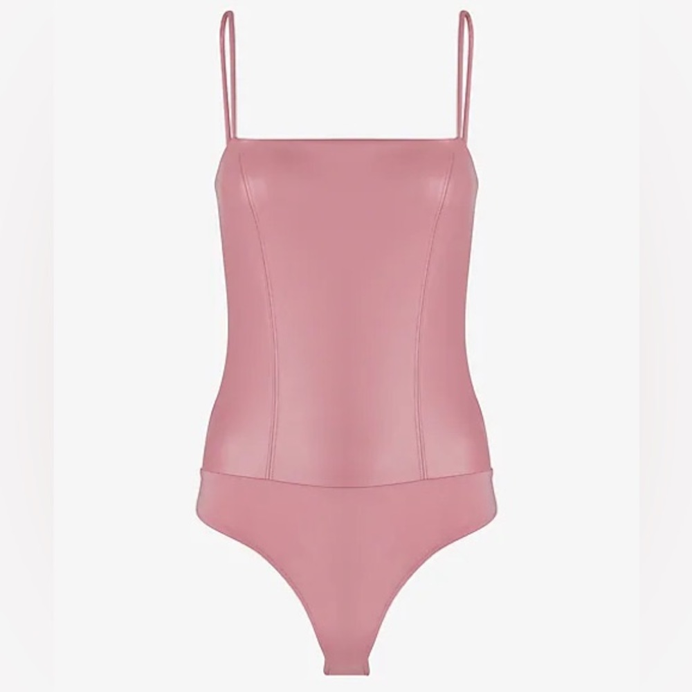Express body contour faux leather bodysuit